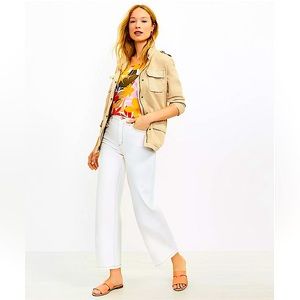 🌸 NWT Thé LOFT High-ride Wide Leg Crop Cream Ecru Jeans size 26